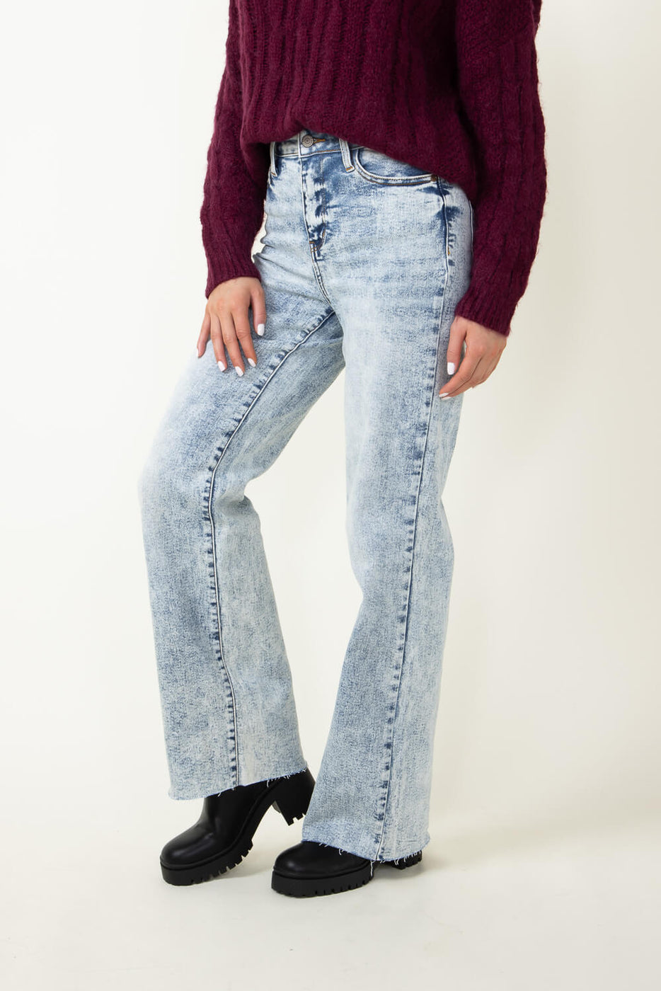 Judy Blue High Rise Mineral Wash Wide Leg Jeans for Women