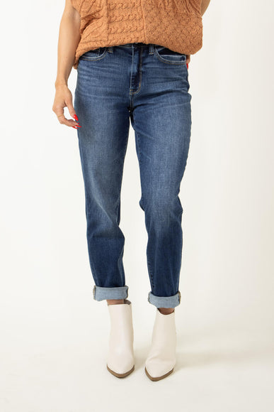 Judy Blue Jeans Mid Rise Cuffed Boyfriend Jeans for Women