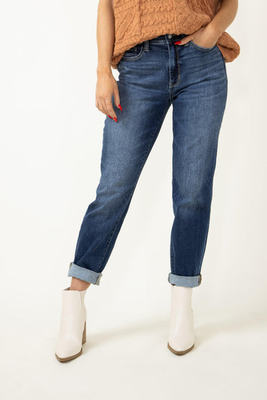 Judy Blue Jeans Mid Rise Cuffed Boyfriend Jeans for Women