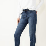 Judy Blue Jeans Mid Rise Cuffed Slim Straight Jeans for Women