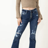 Judy Blue Jeans Mid Rise Distressed Trouser Flare Jeans for Women