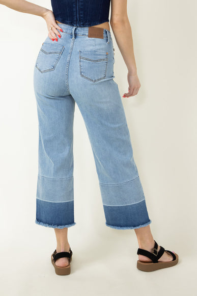 Judy Blue High Rise Release Wide Leg Cropped Jeans for Women