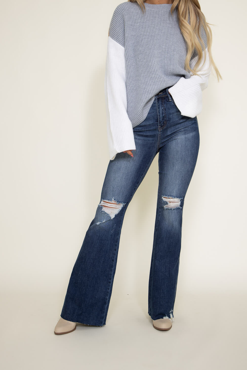 Judy Blue High Rise Fray Hem Flare Jeans for Women