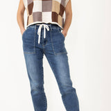 Judy Blue Jeans High Rise Elastic Drawstring Cuffed Denim Jogger for Women