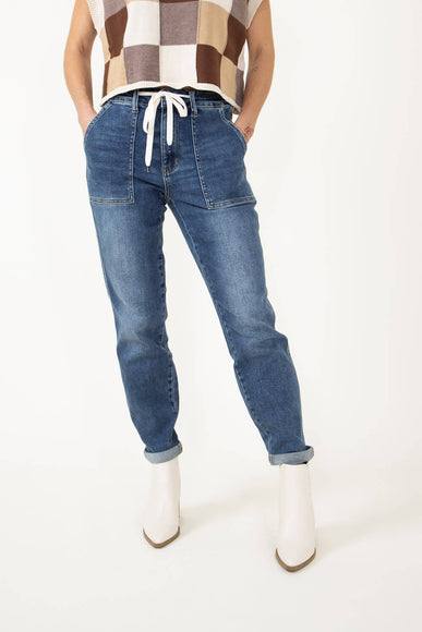 Judy Blue Jeans High Rise Elastic Drawstring Cuffed Denim Jogger for Women