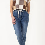 Judy Blue Jeans High Rise Elastic Drawstring Cuffed Denim Jogger for Women