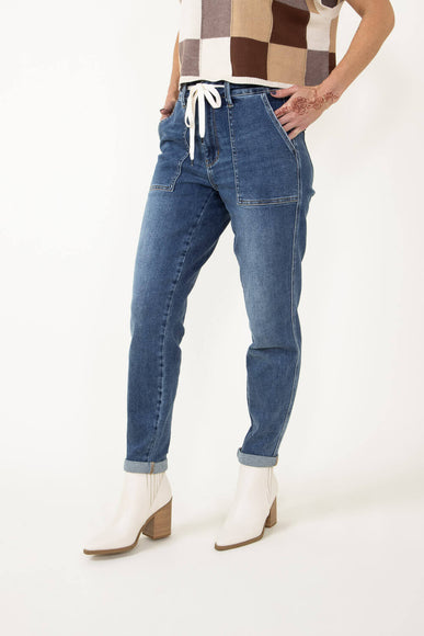 Judy Blue Jeans High Rise Elastic Drawstring Cuffed Denim Jogger for Women