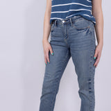 Judy Blue Vintage Mid-Rise Roll Cuff Boyfriend Jeans for Women