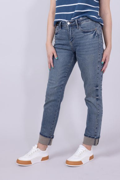 Judy Blue Vintage Mid-Rise Roll Cuff Boyfriend Jeans for Women