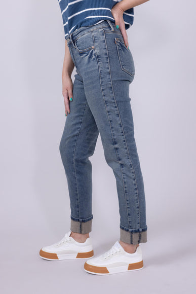 Judy Blue Vintage Mid-Rise Roll Cuff Boyfriend Jeans for Women