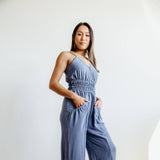 Sinched Waist Jumpsuit for Women in Blue