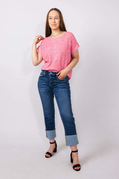 KanCan Mid Rise Cuffed Straight Jeans for Women