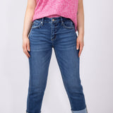 KanCan Mid Rise Cuffed Straight Jeans for Women
