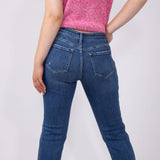 KanCan Mid Rise Cuffed Straight Jeans for Women