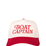 Boat Captain Trucker Hat for Women in Red/Tan