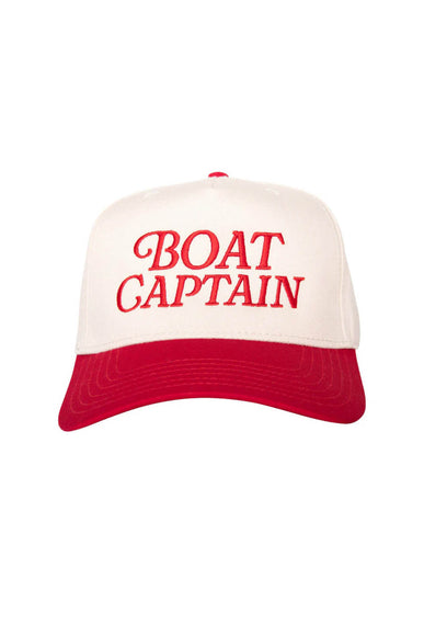 Boat Captain Trucker Hat for Women in Red/Tan