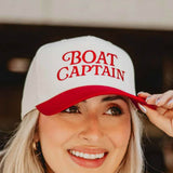 Boat Captain Trucker Hat for Women in Red/Tan