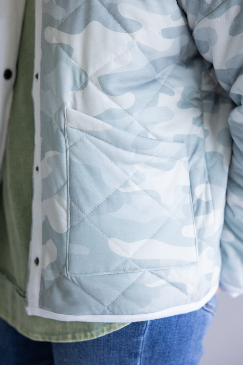 Katydid Camo Quilted Jacket for Women in Light Green