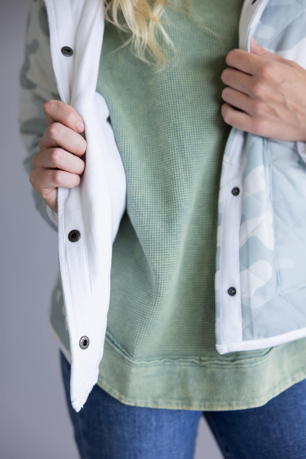 Katydid Camo Quilted Jacket for Women in Light Green