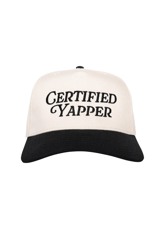 Certified Yapper Trucker Hat for Women in Black/Tan | KDC-BC