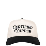 Certified Yapper Trucker Hat for Women in Black/Tan