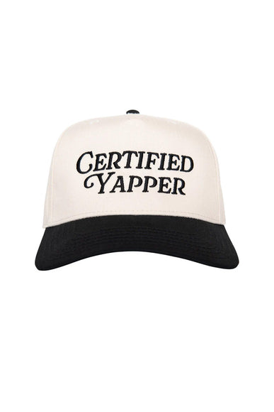 Certified Yapper Trucker Hat for Women in Black/Tan