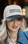 Drinks Well With Others Trucker Hat for Women in Black/Tan
