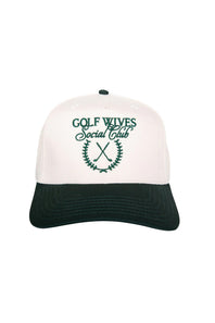 Golf Wives Social Club Trucker Hat for Women in Green/Tan