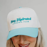 Stay Hydrated Trucker Hat for Women in Aqua/Tan