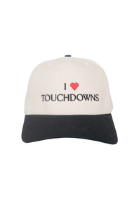 I Heart Touchdowns Trucker Hat for Women in Black/Tan