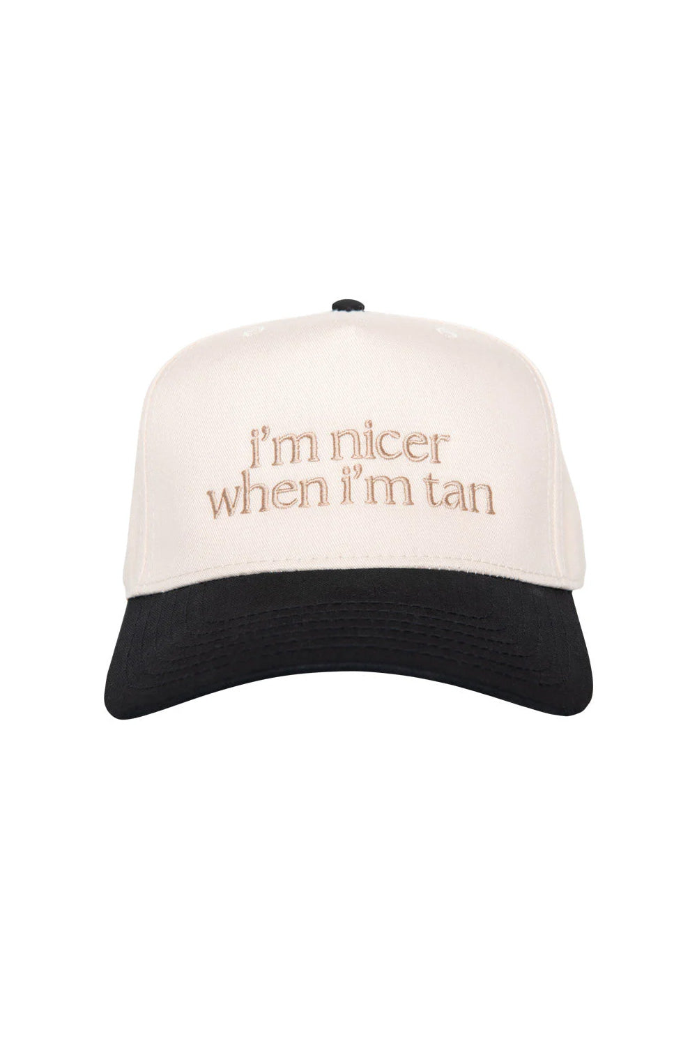 I’m Nicer When I’m Tan Trucker Hat for Women in Black/Tan