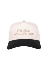 I’m Nicer When I’m Tan Trucker Hat for Women in Black/Tan