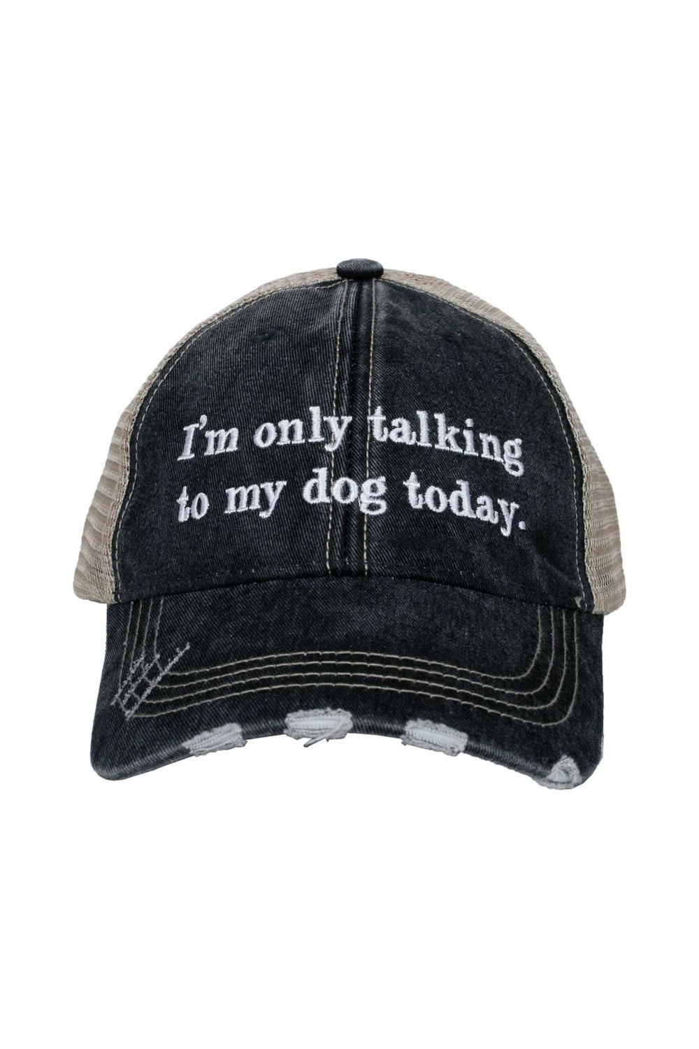 I'm Only Talking To My Dog Today Worn Trucker Hat for Women in Black