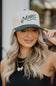 Margs Trucker Hat for Women in Dark Green/Tan