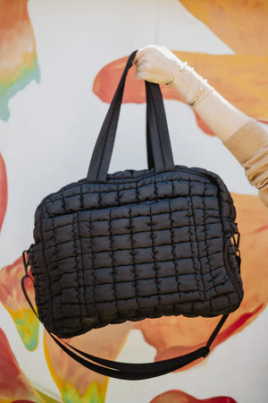 Quilted Puffer Weekender Bubble Bag for Women in Black | KDC