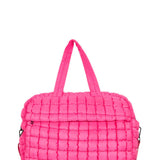 Quilted Puffer Weekender Bubble Bag for Women in Hot Pink