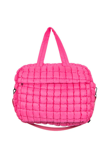 Quilted Puffer Weekender Bubble Bag for Women in Hot Pink
