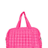 Quilted Puffer Weekender Bubble Bag for Women in Hot Pink