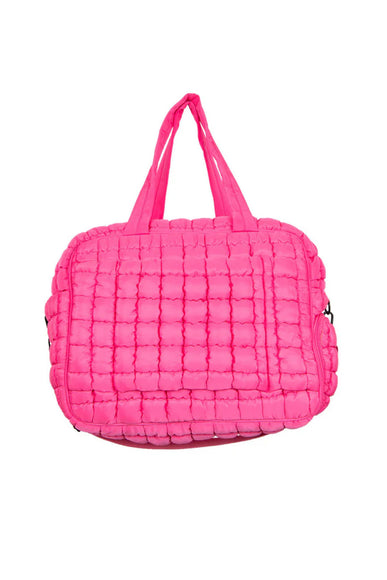 Quilted Puffer Weekender Bubble Bag for Women in Hot Pink
