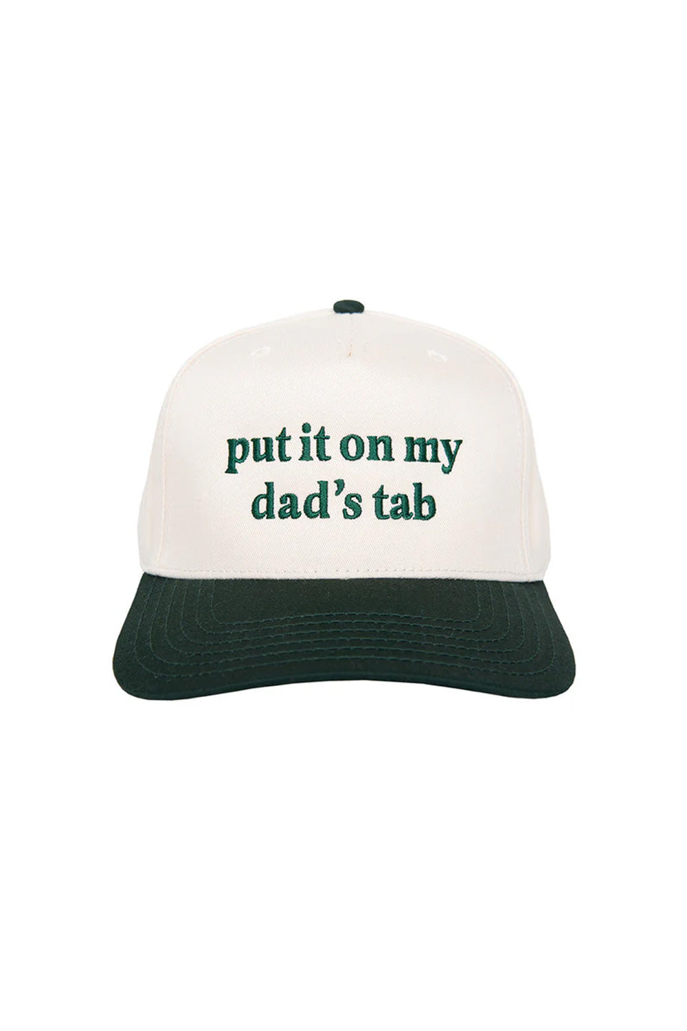 Put It On My Dad’s Tab Trucker Hat for Women in Green/Tan