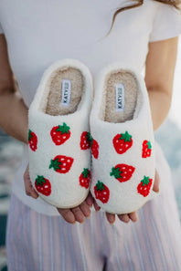 Strawberry Slippers for Women in White