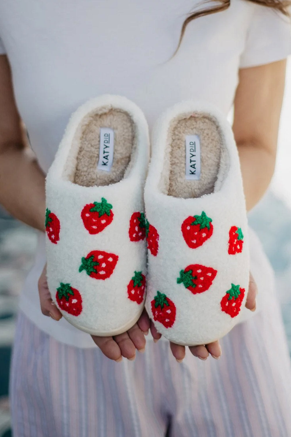 Strawberry Slippers for Women in White