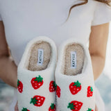 Strawberry Slippers for Women in White