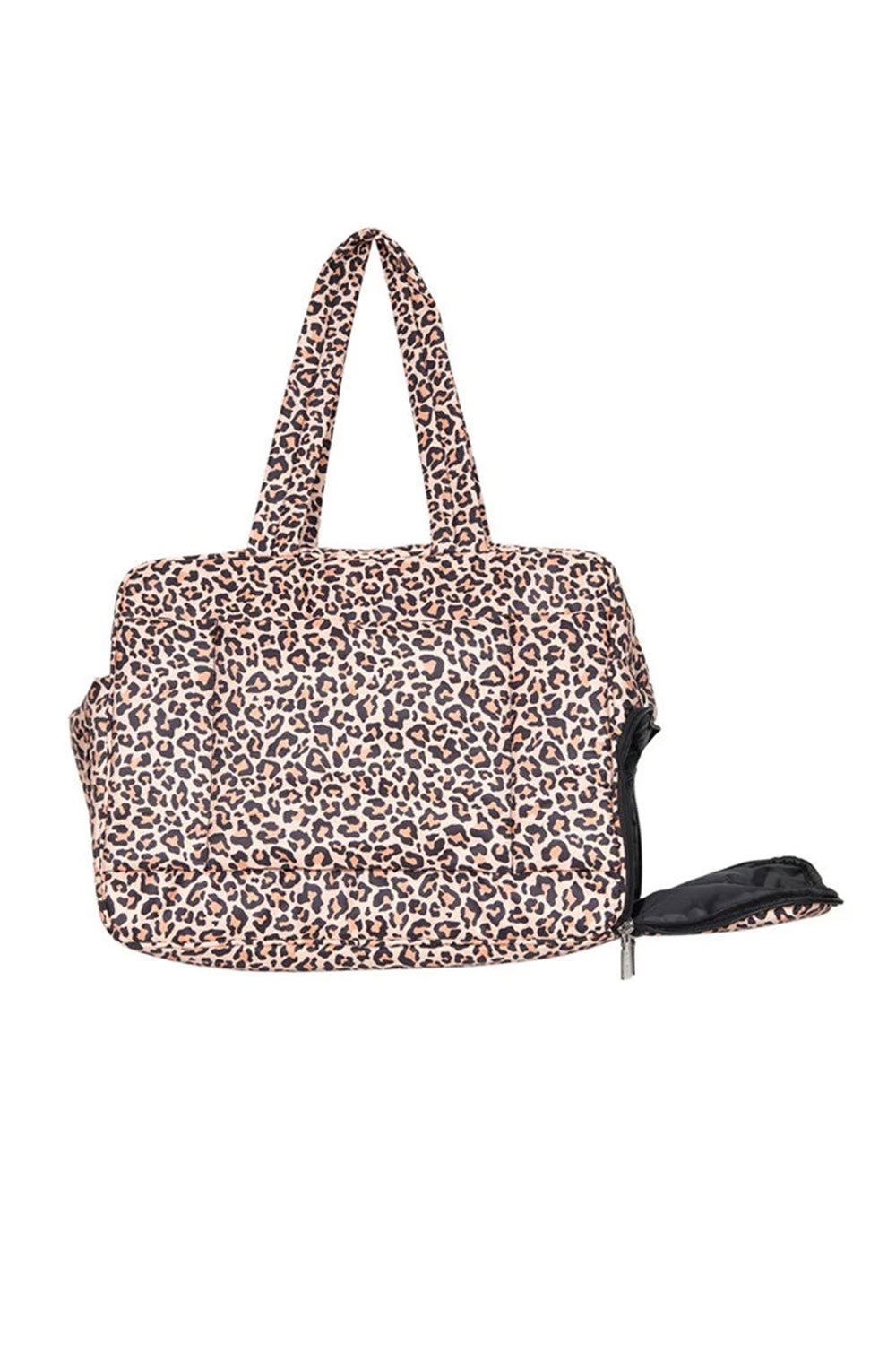 Quilted Puffer Weekender Bag for Women in Cheetah