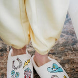 Cowgirl Patch Slippers for Women in White