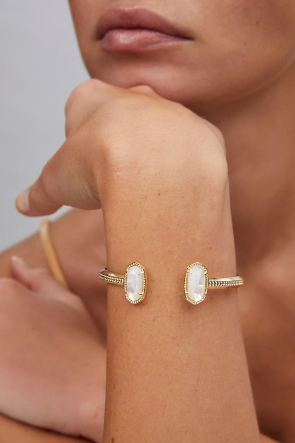 Kendra Scott Elton Gold Cuff Bracelet in Ivory Mother of Pearl