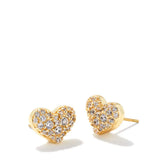 Kendra Scott Ari Gold Pavé Crystal Heart Earrings in White Crystal