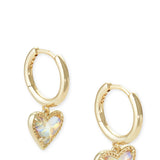 Kendra Scott Ari Heart Gold Huggie Earrings in Dichroic Glass