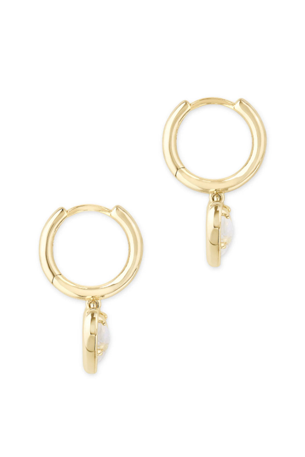 Kendra Scott Ari Heart Gold Huggie Earrings in Dichroic Glass