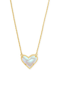 Kendra Scott Ari Heart Gold Pendant Necklace in Dichroic Glass 